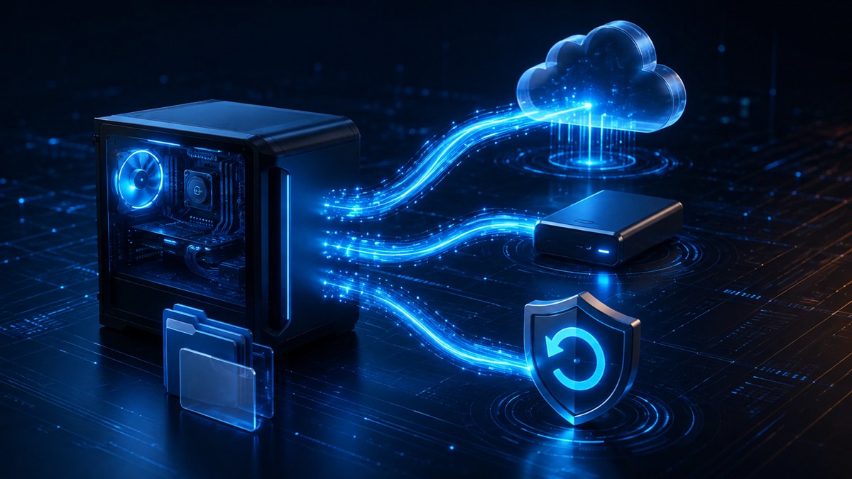 Windows files backed up to cloud and external storage