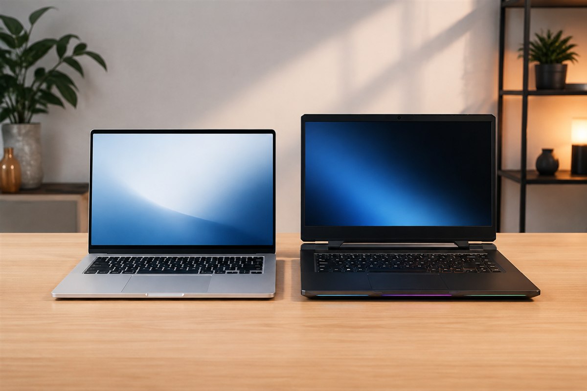 Two modern laptops representing different platform choices