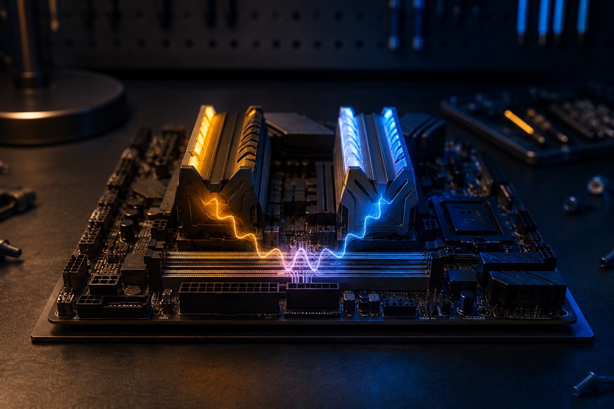RAM modules and motherboard components