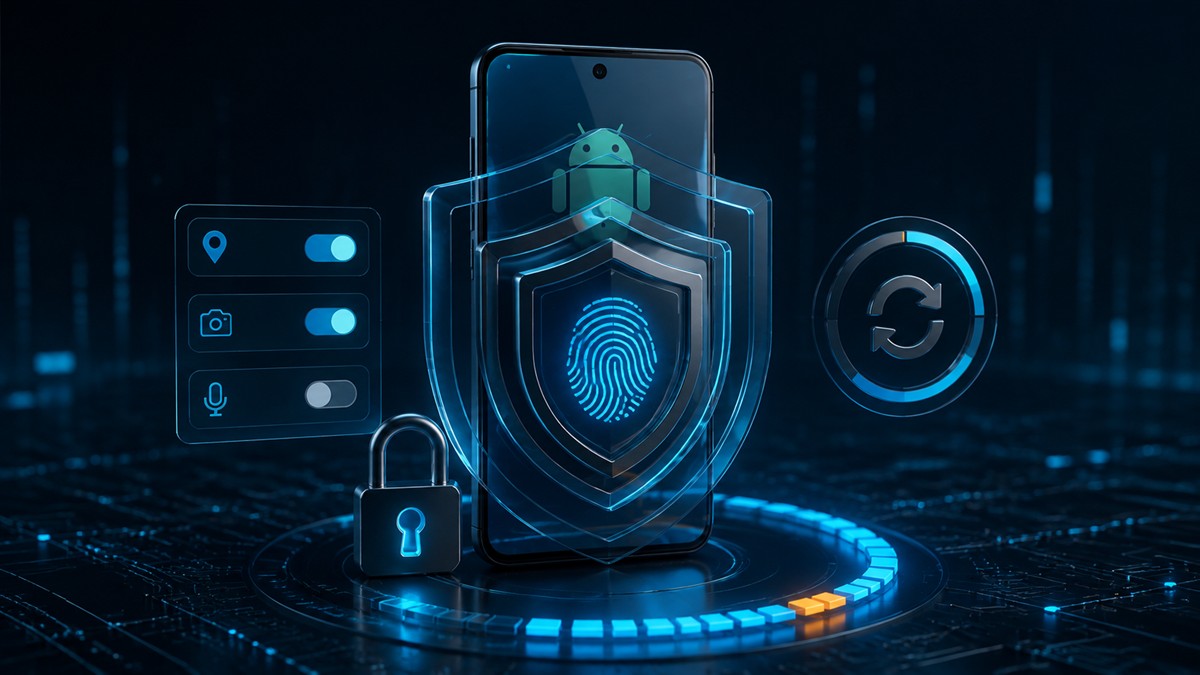 Android phone protected by security and permission controls