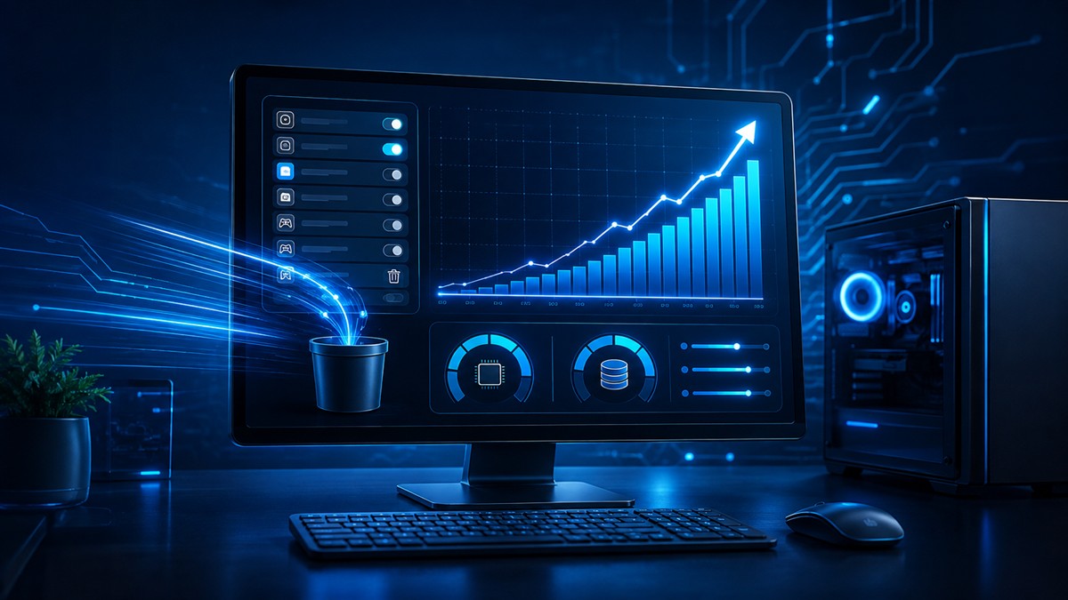 Windows computer performance dashboard showing faster operation