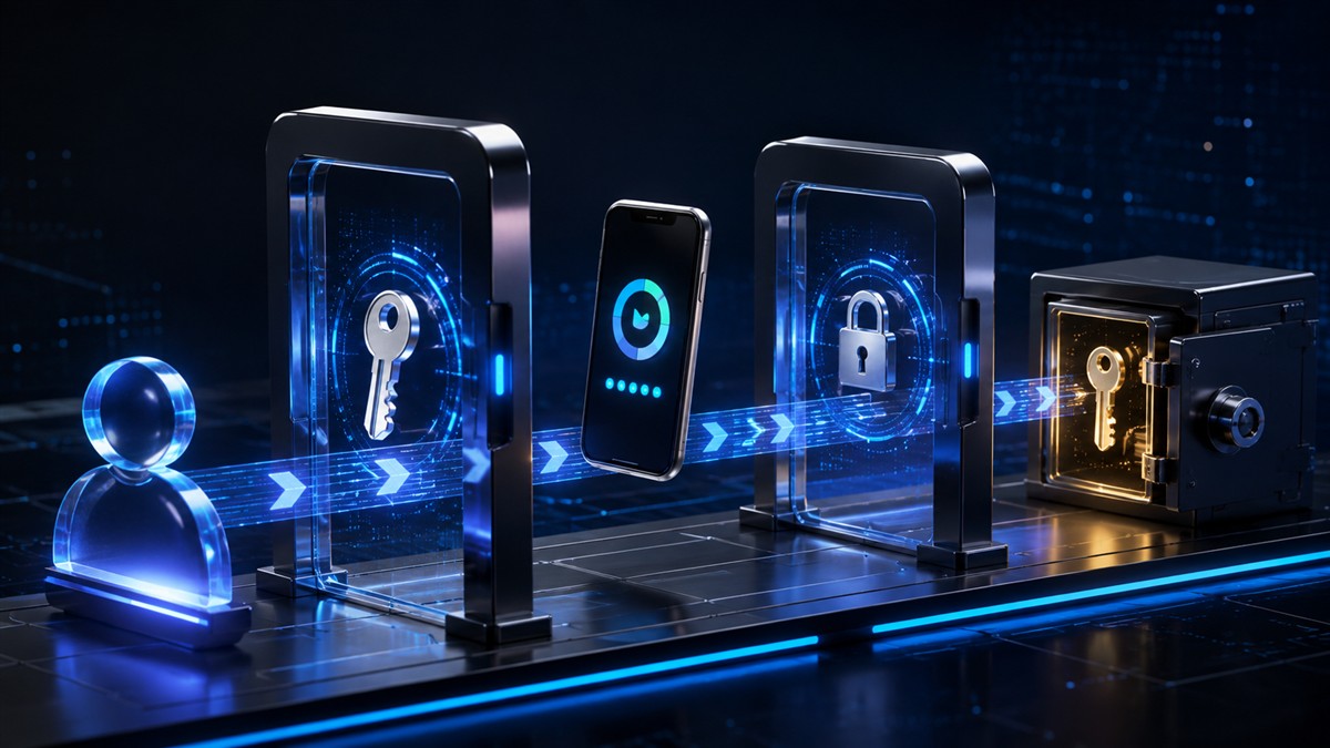 Account login protected by password and authenticator verification